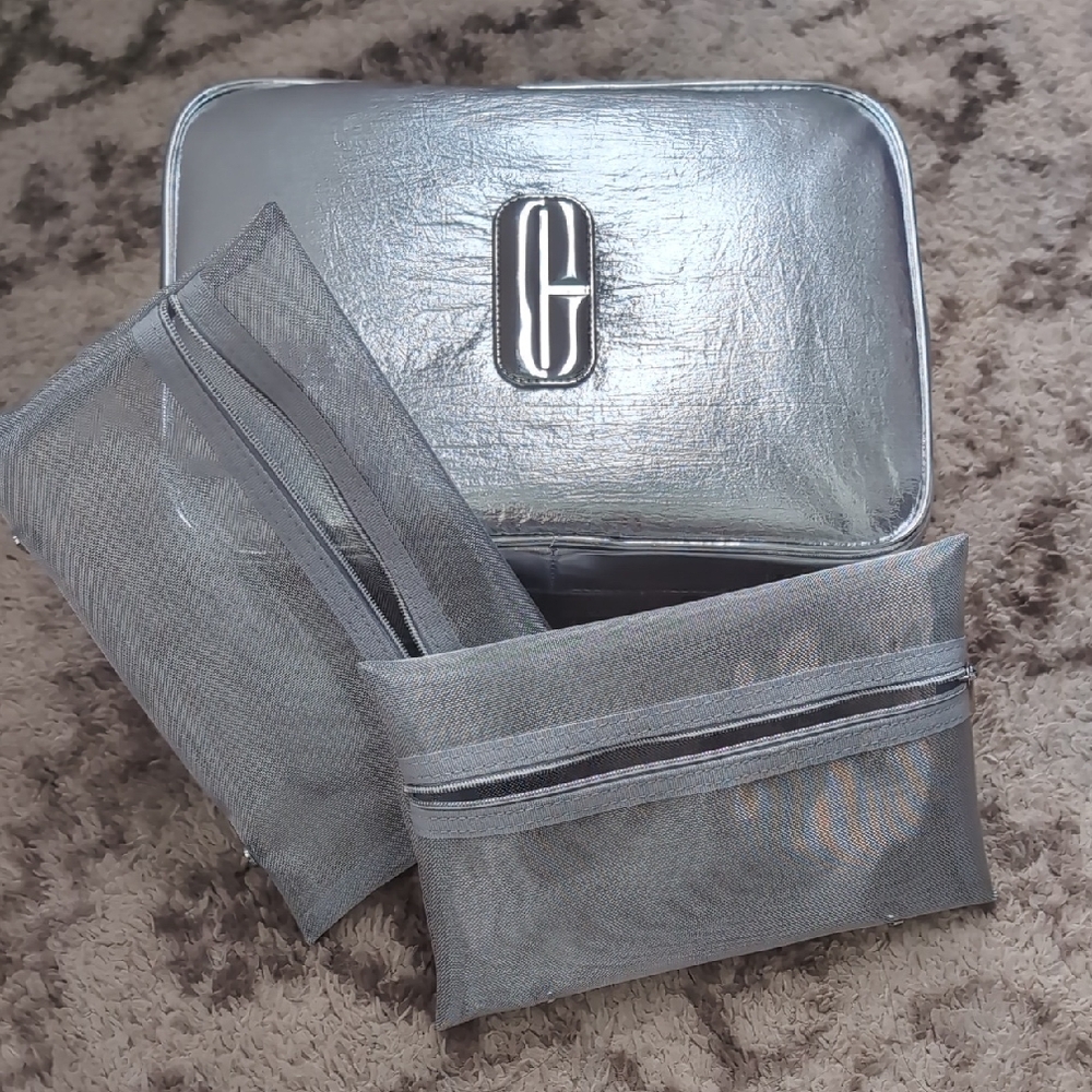 Clinique Shimmering Silver Cosmetic Bag Trio